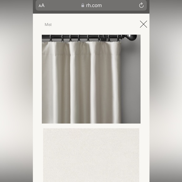 NWT Restoration Hardware Silk Dupioni drapery curtains  - 50x108 - Mist - Picture 3 of 6